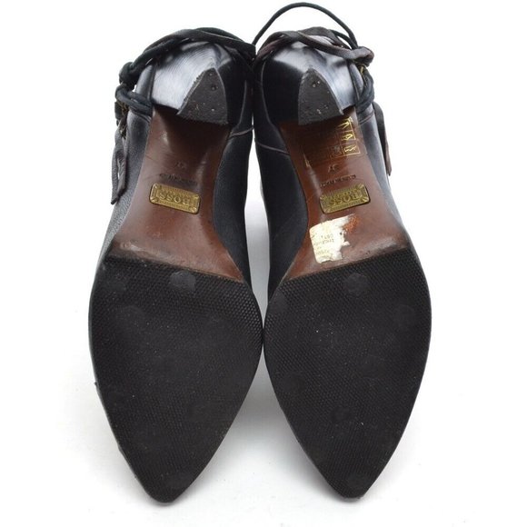 Hugo Boss Black Leather Pointy Toe Heeled Booties 37 - Picture 5 of 6